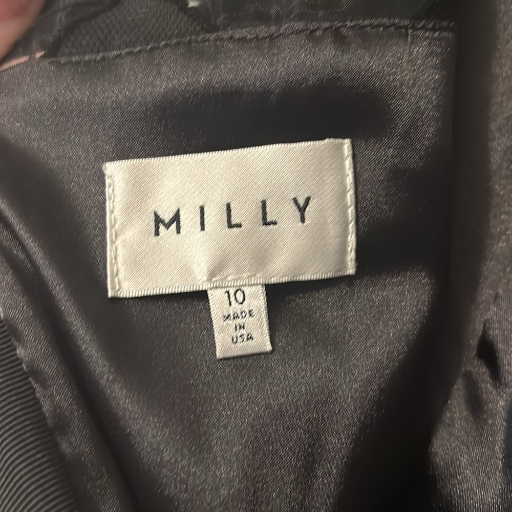 Milly Of New York Black Geometric Overlay Mini Shift Dress 10 Classic - Picture 5 of 12